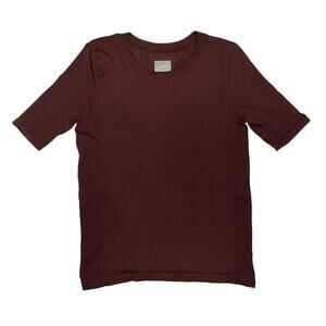 Athleta Renew Ribbed T-Shirt Short Sleeves Women’s Small Burgundy